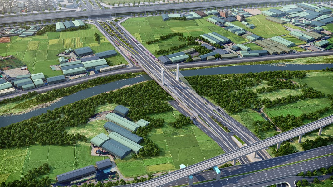西屯區市政路延伸工程橋梁模擬圖