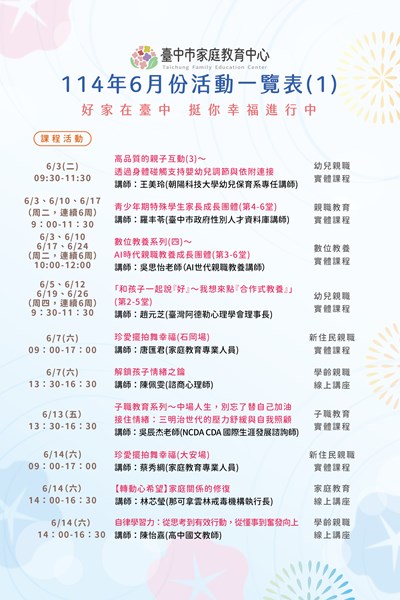 114年6月份活動一覽表(1)