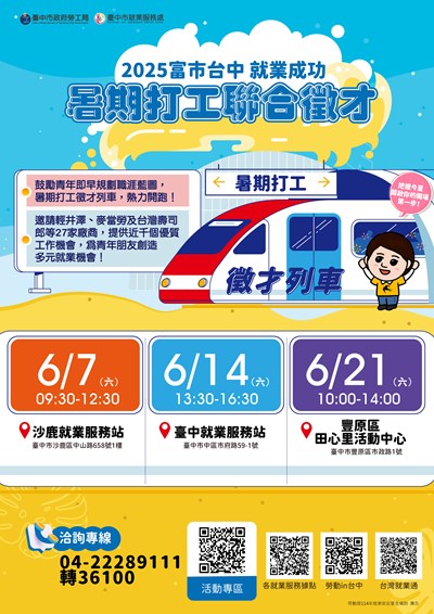 富市台中 就業成功」暑期打工聯合徵才活動資訊