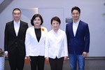 台北市長蔣萬安(右1)、雲林縣長張麗善(左2)、基隆市長謝國樑(左1)針對中聯毒油案拜會台中市長盧秀燕(右2)