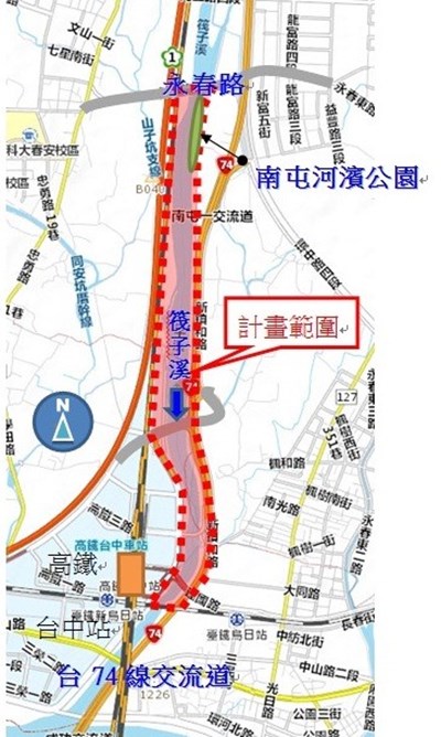 筏子溪水岸廊道休憩兼防汛 中市府編預算辦理環境營造工程