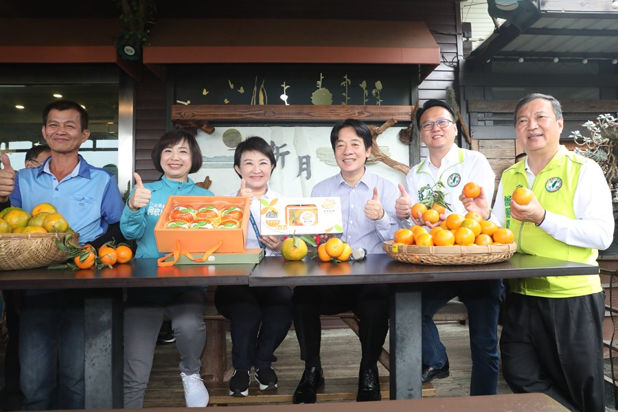 盧市長陪同賴副總統至台中大坑採橘子行銷台中桔果